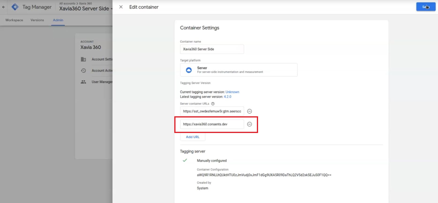 cutom domain added in container settings.JPG