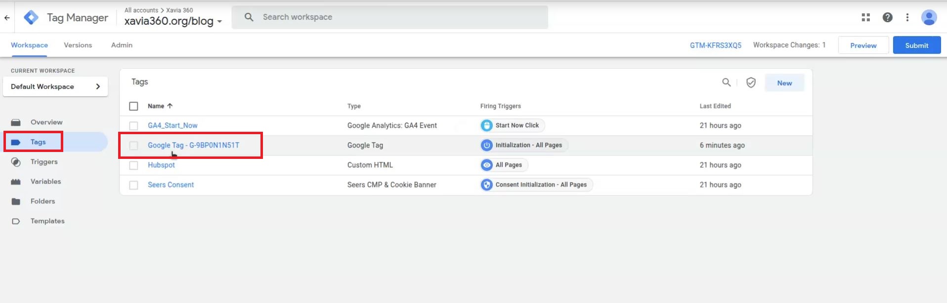 tag and google tag in web container.JPG